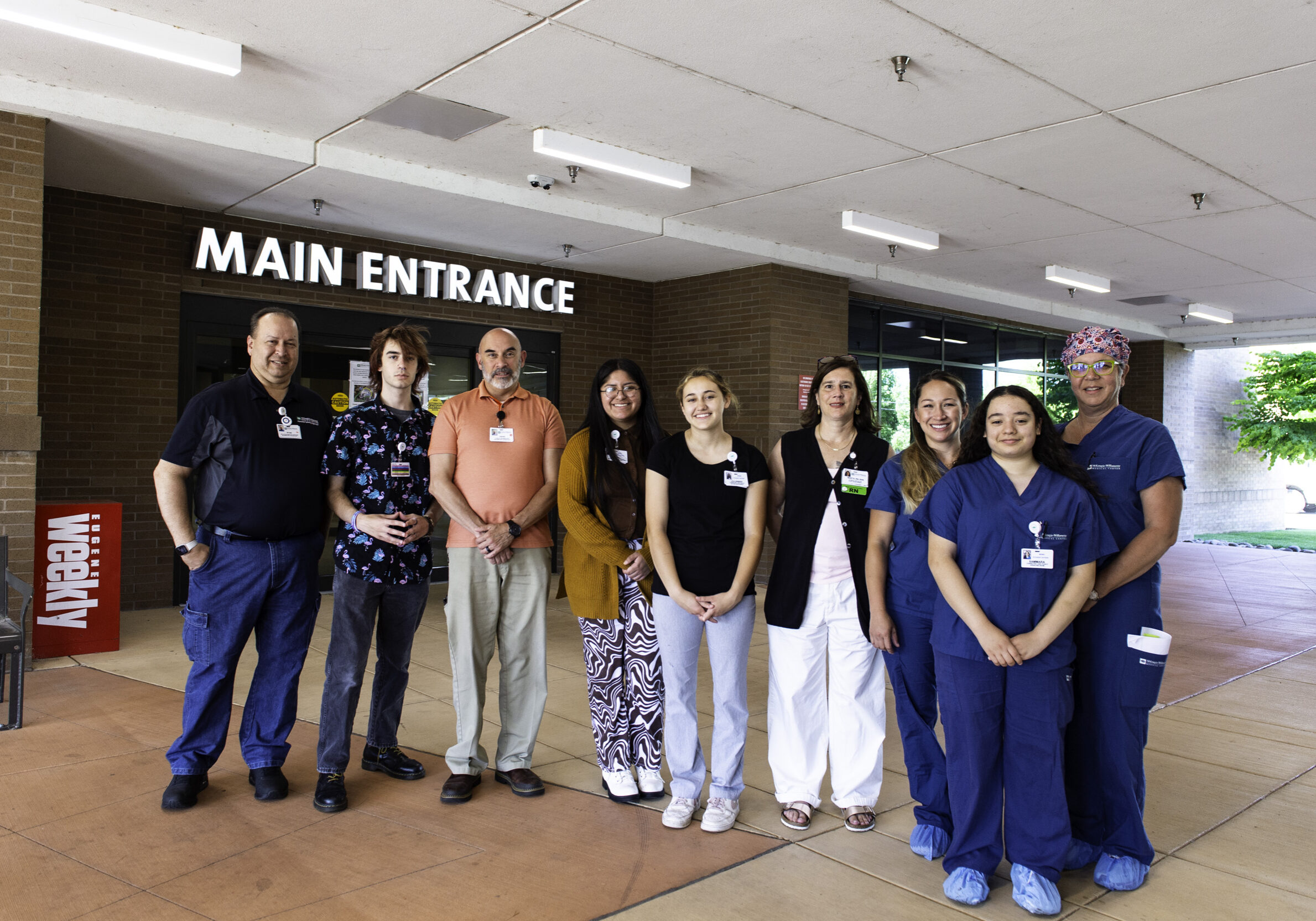 Saira, Sammara, Lillianah, and Jake with their Internship Host, Mckenzie Willamette Medical Center